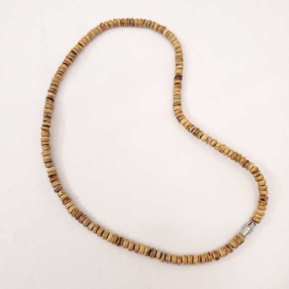 Tan Wood Beaded Necklace - Picture 4 of 4